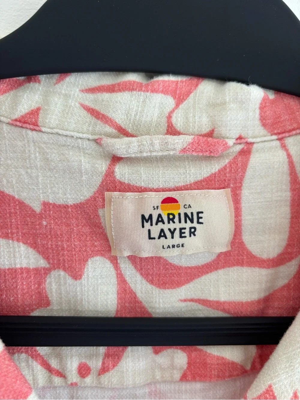 Marine Layer Pink and White Floral Short-Sleeve Button-Up